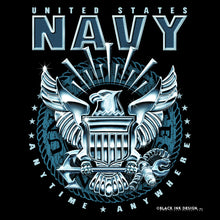 Load image into Gallery viewer, Military T-Shirt - Navy Emblem in Black
