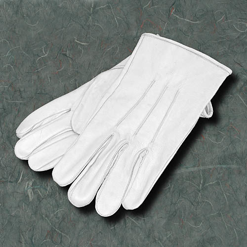 White Leather Gloves-No Cuff