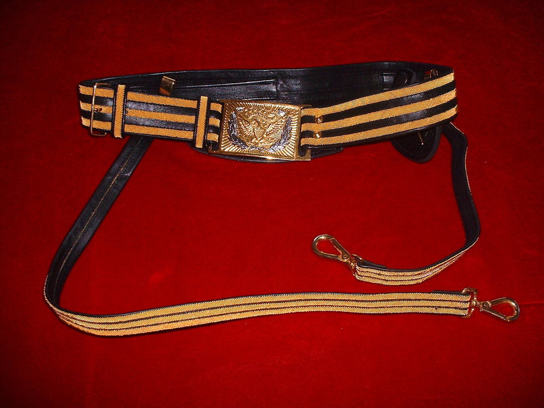 Officer's Sword Belt with Three Rows of Gold Embroidery.