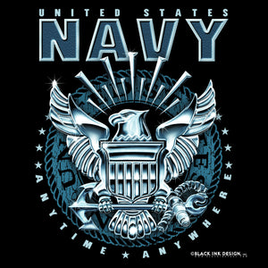 Military T-Shirt - Navy Emblem in Black