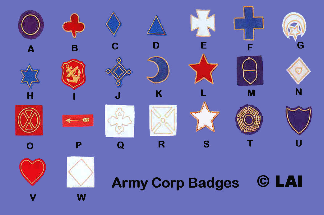 Civil War Army Corp Badges for Union Army