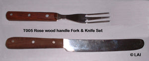 Rose Wood Handle Knife & Fork Set