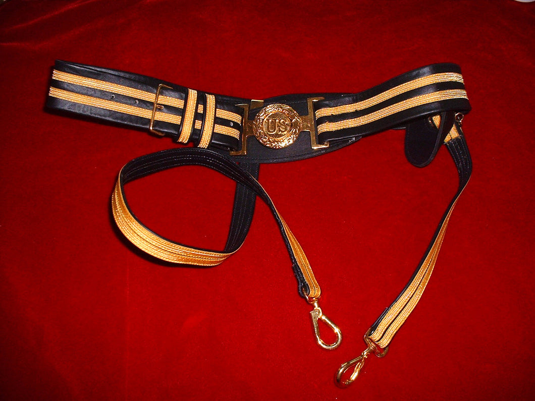 Officer's Two Row Gold Tape Belt with US Buckle